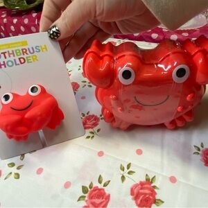 Adorable Red Crab Toothbrush Holder